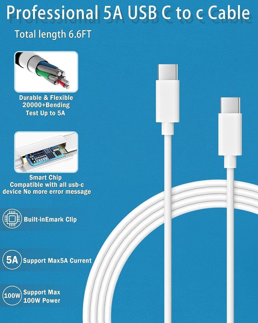 UNAWUDOH USB-C cable included six feet for high-power transmission