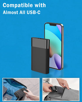 UNAWUDOH next to smartphone to show small size and convenient travel portability