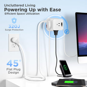 Uncaged Ergonomics Cube Power Strip mounted at a desk edge