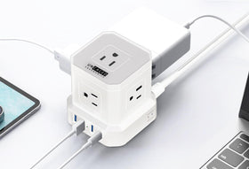 Uncaged Ergonomics Cube Power Strip non-skid feet for stability