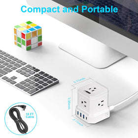 Uncaged Ergonomics Cube Power Strip ideal for under-desk use and cable management