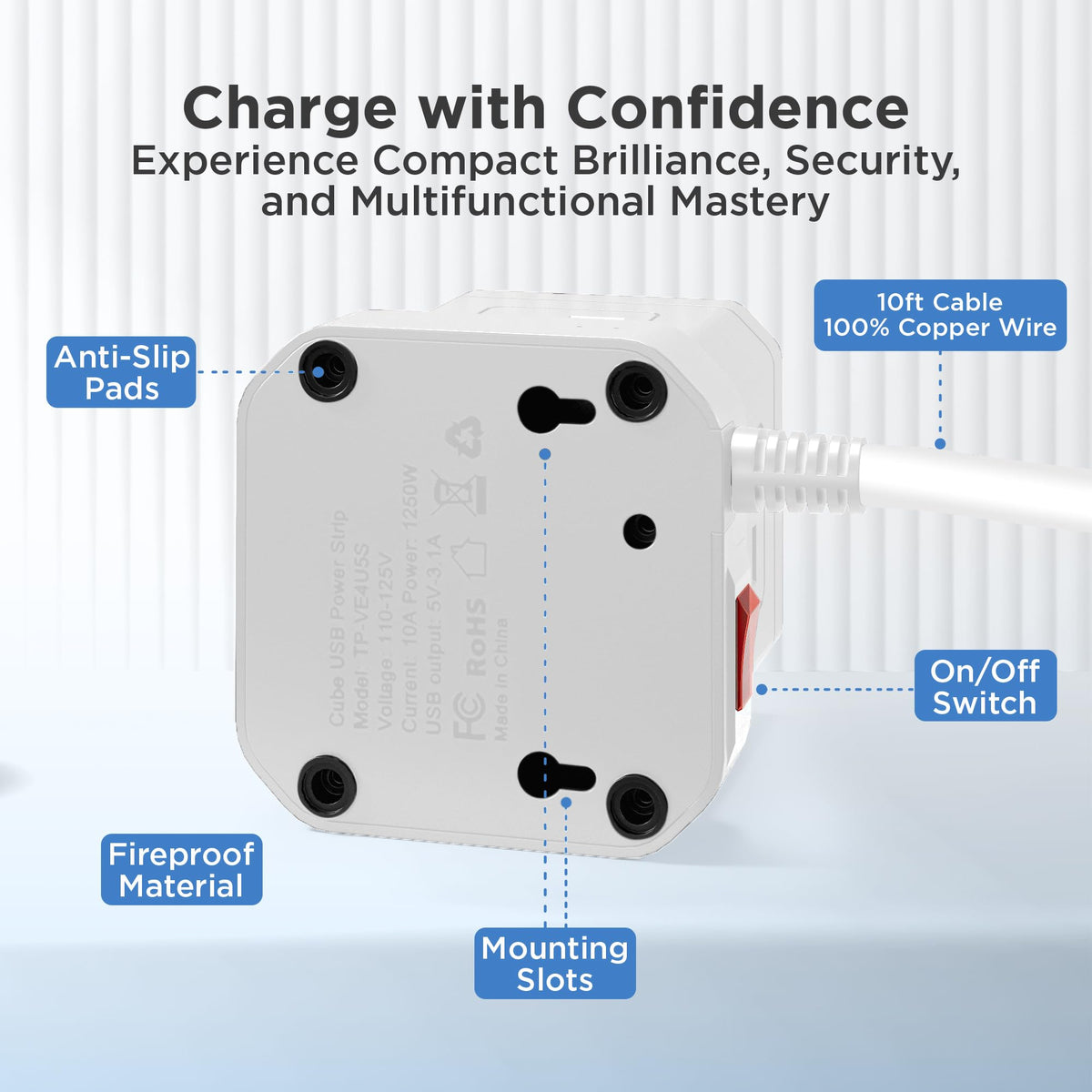 Uncaged Ergonomics Cube Power Strip with USB-C fast charging port in action