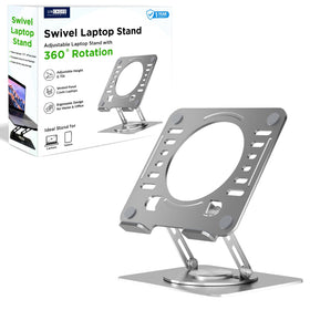Uncaged Ergonomics Swivel Laptop Stand enables seamless 360° rotation for sharing a screen.
