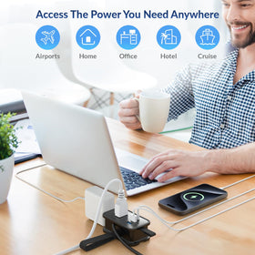 Uncaged Ergonomics Travel Charger bungee strap enables easy carrying and bundling.