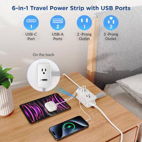 Uncaged Ergonomics attached bungee strap secures the travel charger during transit