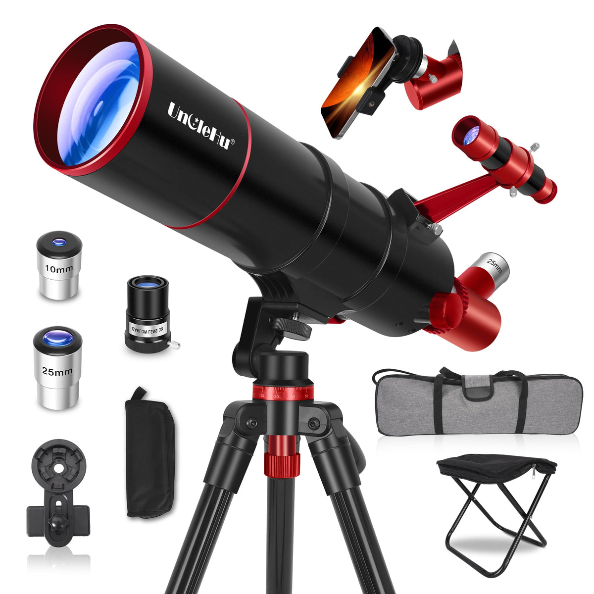 UncleHu telescope outdoors for family stargazing with broad night sky views.