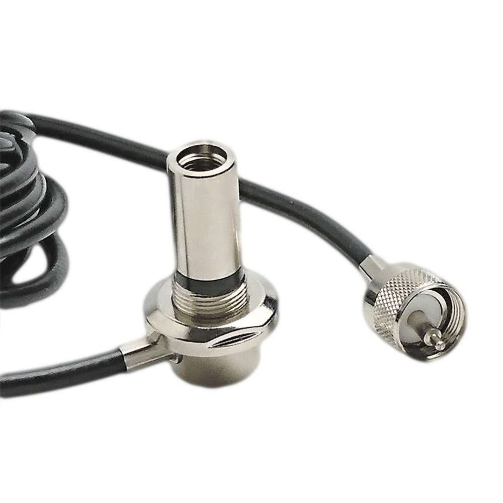 UngSung 3/8 x 24 bulkhead antenna mount on a vehicle hood for solid grounding