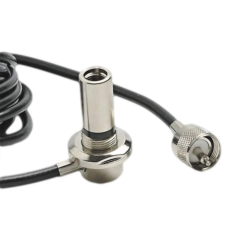 UngSung 3/8 x 24 bulkhead antenna mount on a vehicle hood for solid grounding