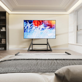 Unho TV stand bottom shelf provides ample space for media players
