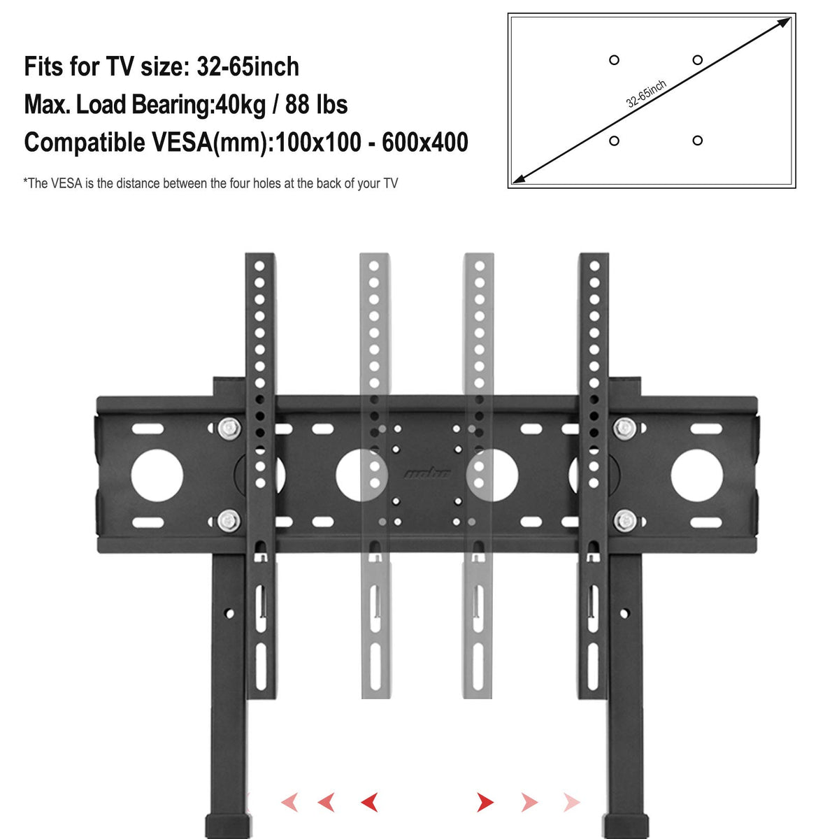 Unho universal floor TV stand includes simple hardware for quick assembly.