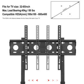 Unho universal floor TV stand includes simple hardware for quick assembly.