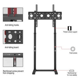 Unho universal floor TV stand heavy-duty base ensures secure mounting.