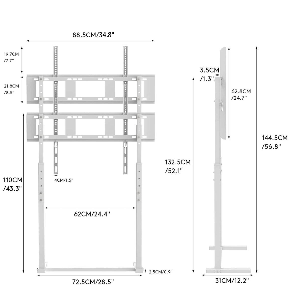 unho universal wall stand back view highlights clean cable routing