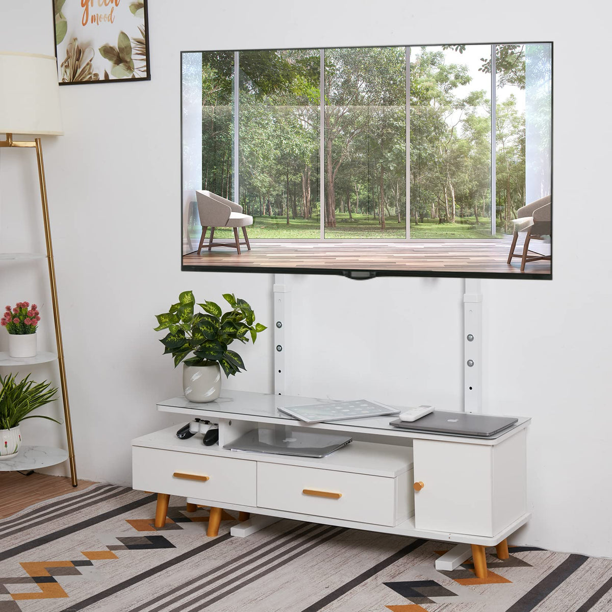 unho universal wall stand bracket secures TV mounting safely