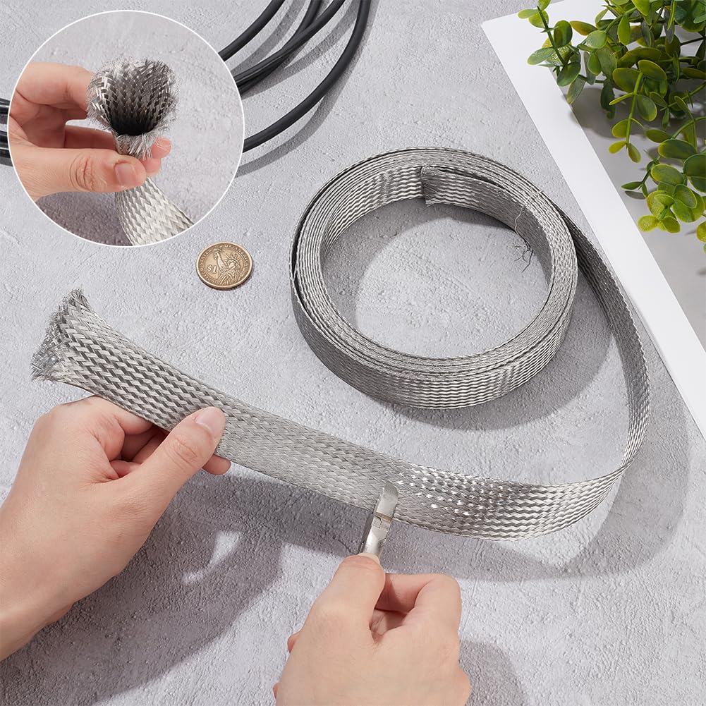 UNICRAFTALE expanded braid around multiple wires showing flexible fit