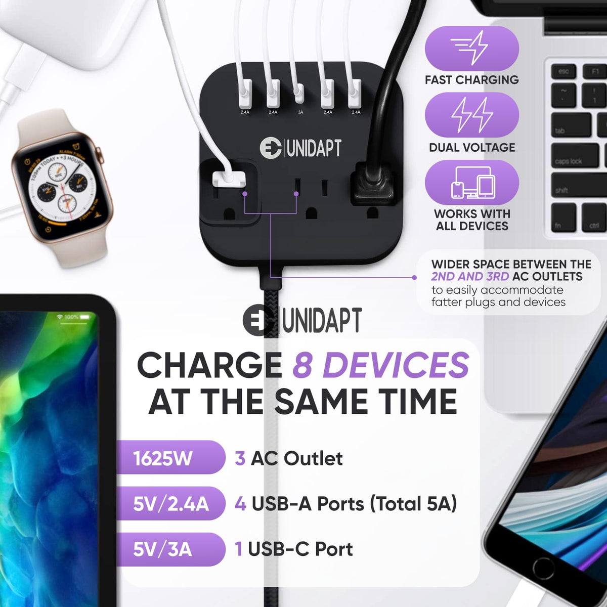 Unidapt compact travel size; fits in backpack or suitcase.