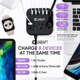 Unidapt compact travel size; fits in backpack or suitcase.