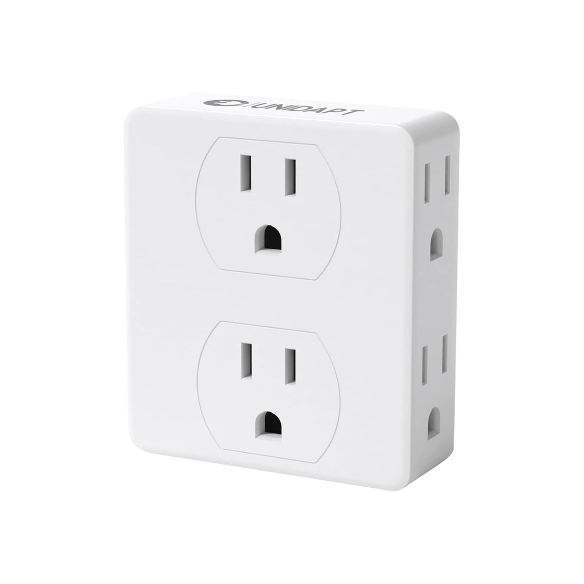 Unidapt front view of paired extenders showing six sockets and USB for versatile charging