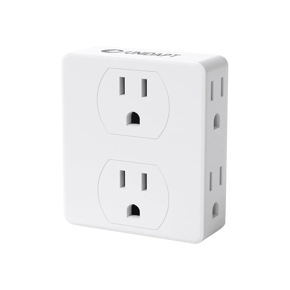 Unidapt front view of paired extenders showing six sockets and USB for versatile charging