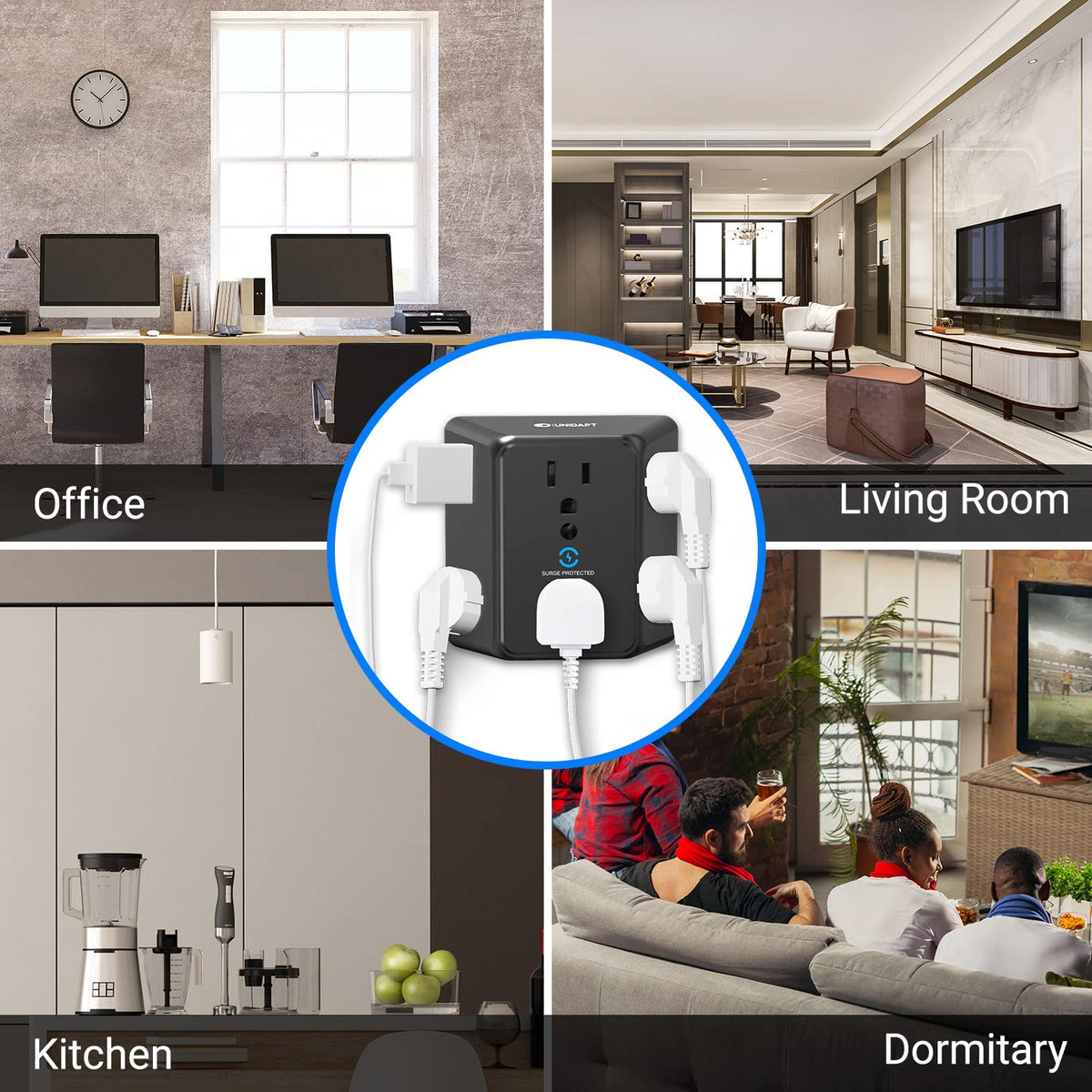 Unidapt next to ruler showing compact dimensions and space-saving benefit