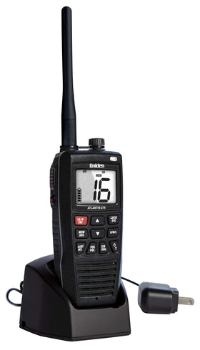 Uniden Atlantis 275 provides NOAA weather alerts to keep you informed on the water.