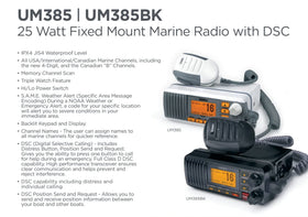 Uniden UM385 DSC features provide fast emergency calling.