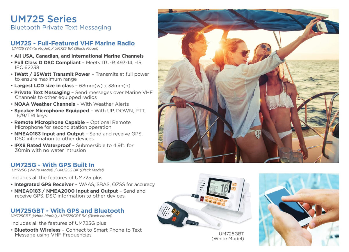 Uniden UM725GBTBK NOAA weather channels with alerts at sea