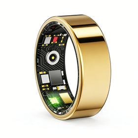 UniJethro gold ring front view showing sleek finish and wearable tech benefits