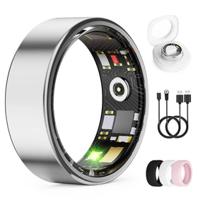 UniJethro smart ring front view showing sleek silver finish and comfort