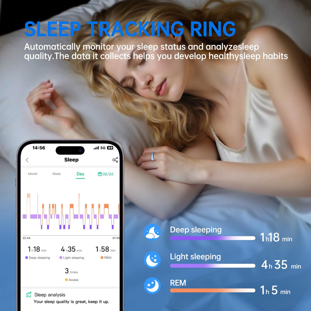 UniJethro ring on bedside table capturing sleep data for improved rest insights