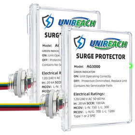 UNIREACH AG3000 front view showing whole-house surge protection for appliances