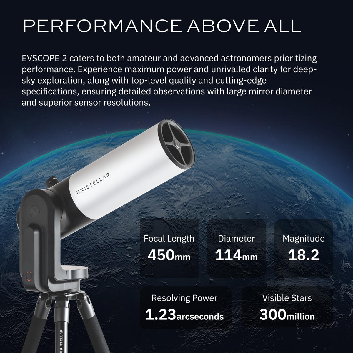 Unistellar EVScope 2 64 GB storage for session data and captures