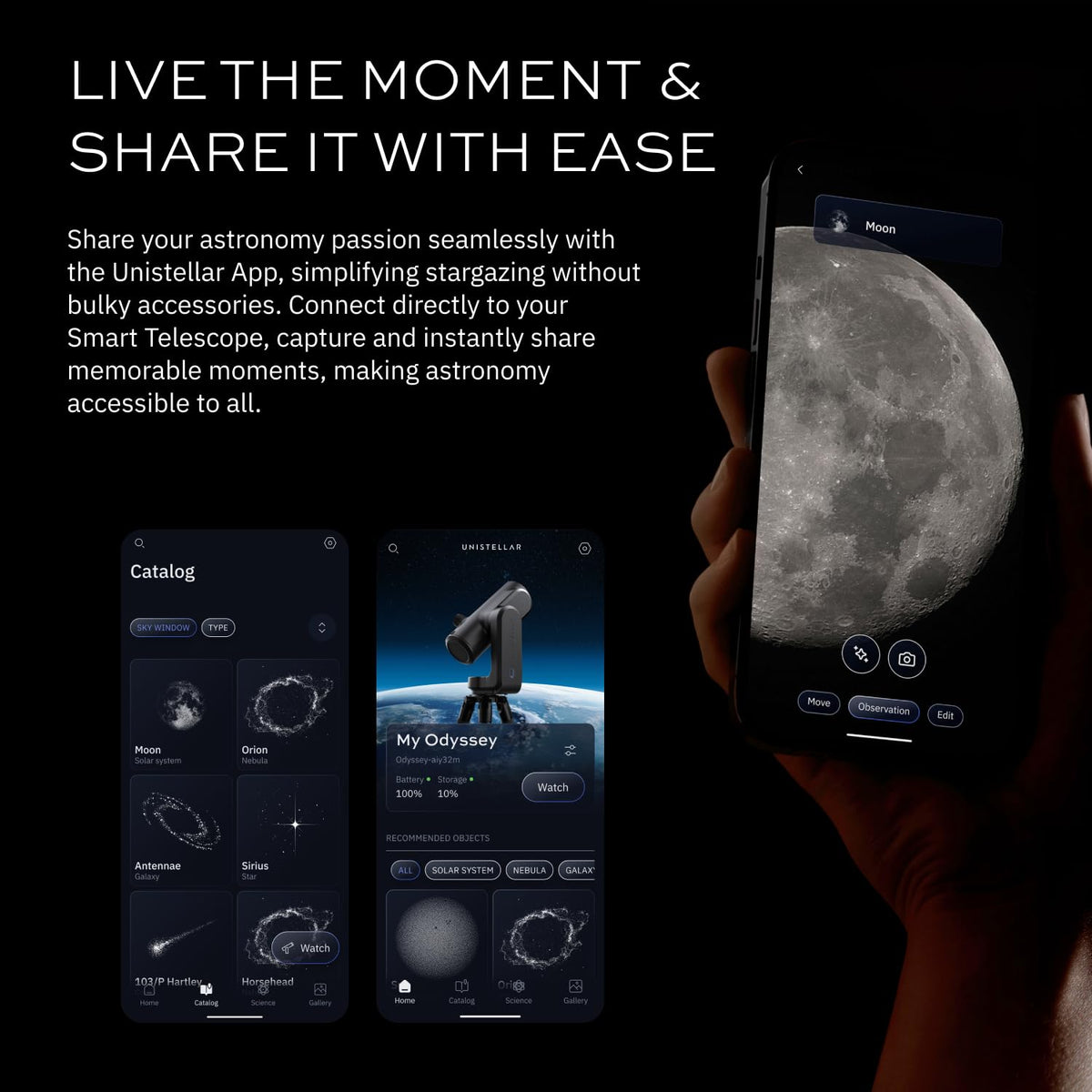 Odyssey Pro battery life supports extended observing sessions outdoors.