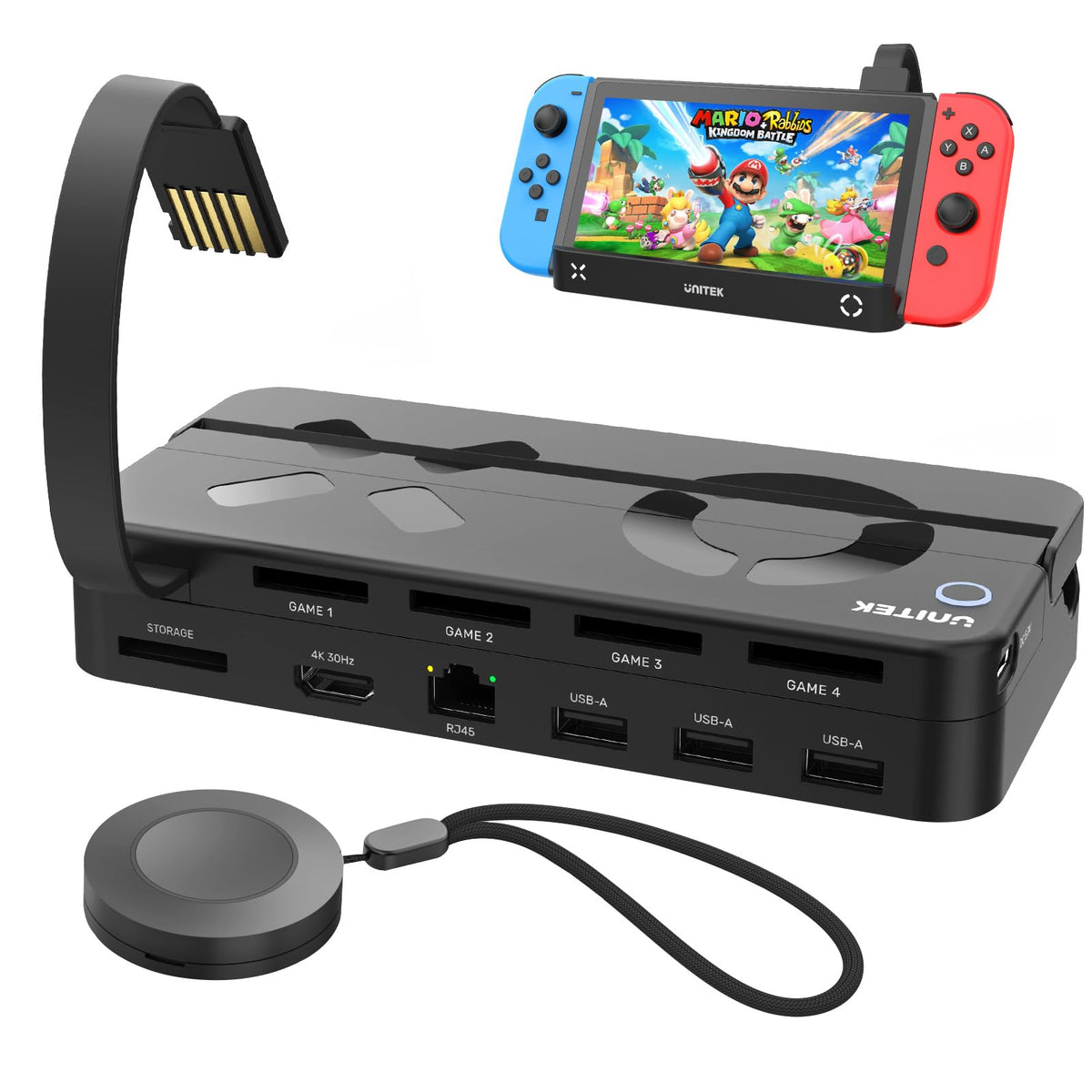 Unitek Nintendo Switch Dock delivering 4K HDMI visuals for crisp gameplay