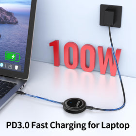 Unitek close view of USB‑C and PD3.0 ports highlighting fast charging capability