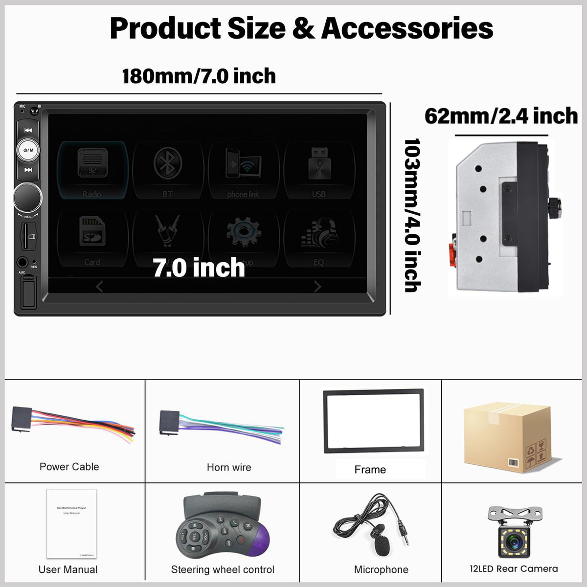 UNITOPSCI close-up of USB AUX TF ports for versatile media and charging
