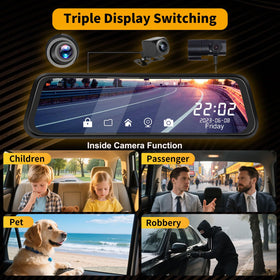 UNITOPSCI triple-channel cabin view dash cam records inside the car