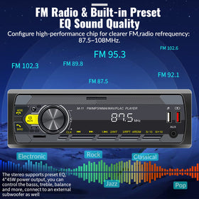 UNITOPSCI USB/TF playback supports MP3, WMA, WAV, and FLAC files.