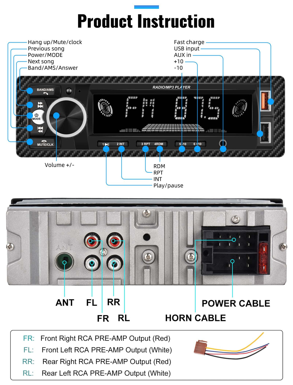 UNITOPSI auxiliary input to connect MP3 players for flexible listening