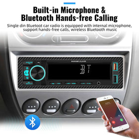 UNITOPSI bluetooth car stereo with microphone for hands-free calls and streaming