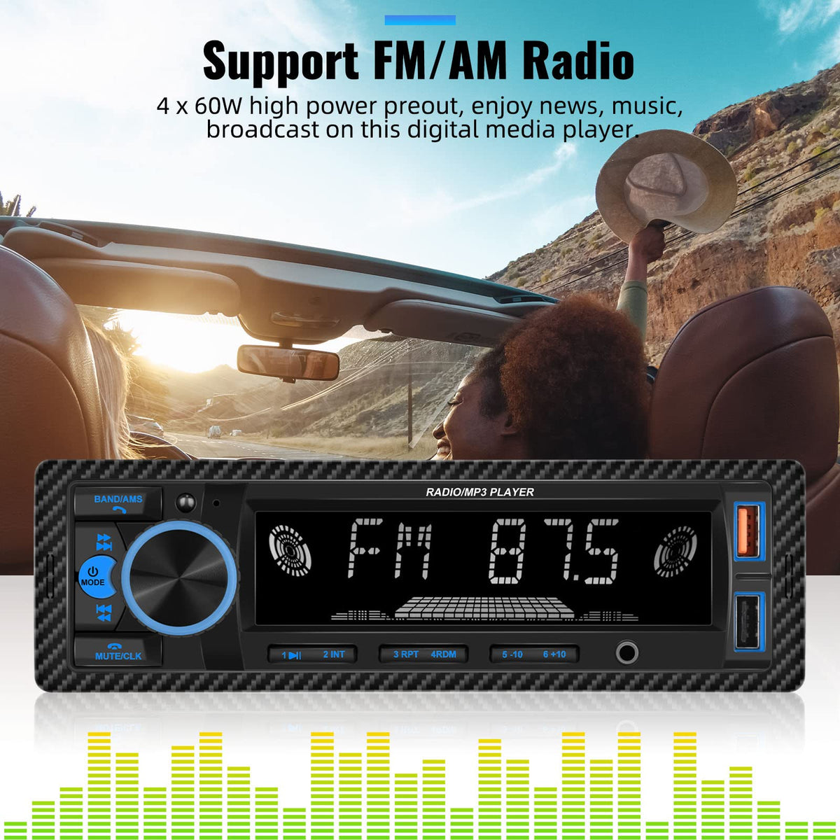 UNITOPSI car stereo LCD display for easy track navigation and quick access