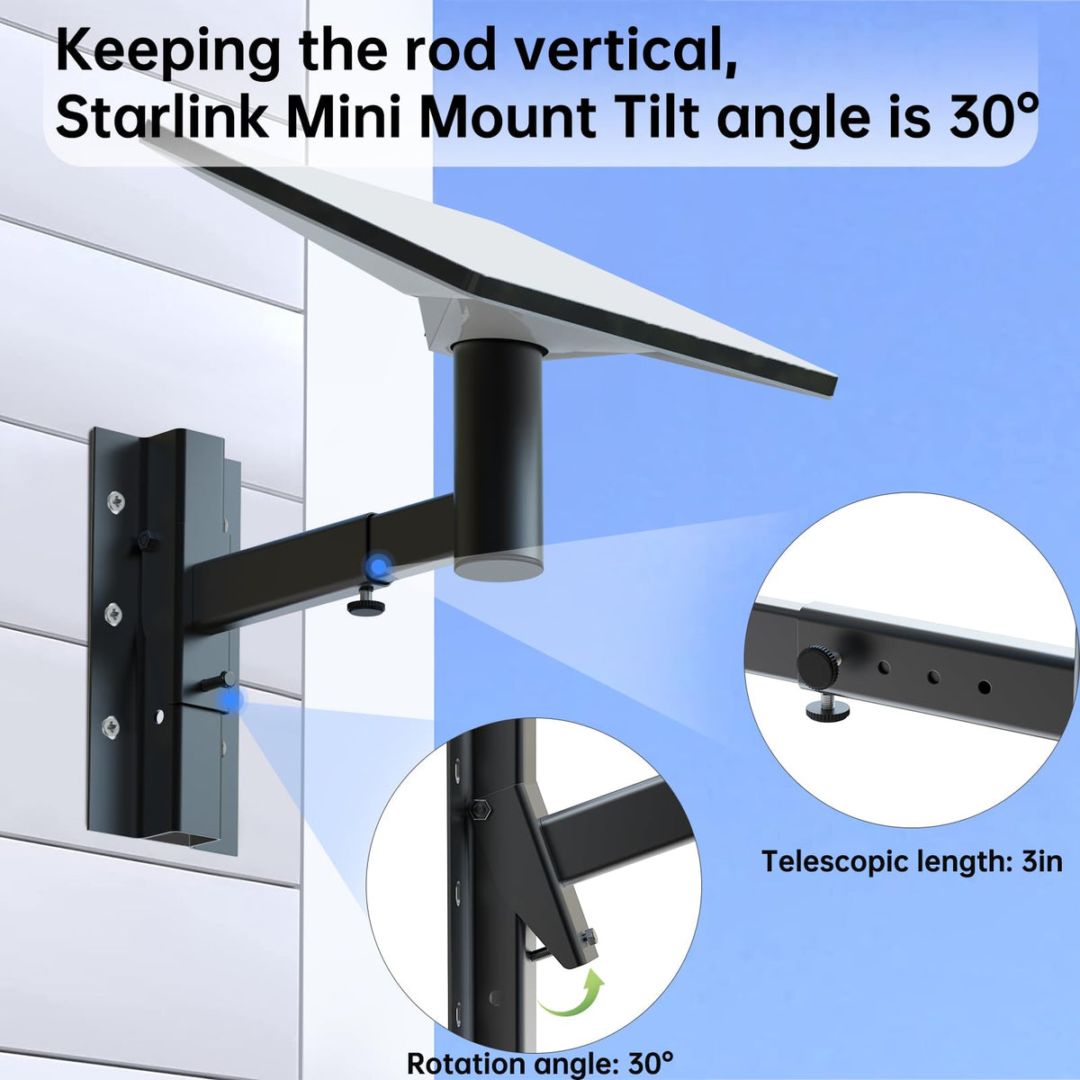 Unmake Starlink Mini Mount RV pipe clamp providing secure RV mounting on the go