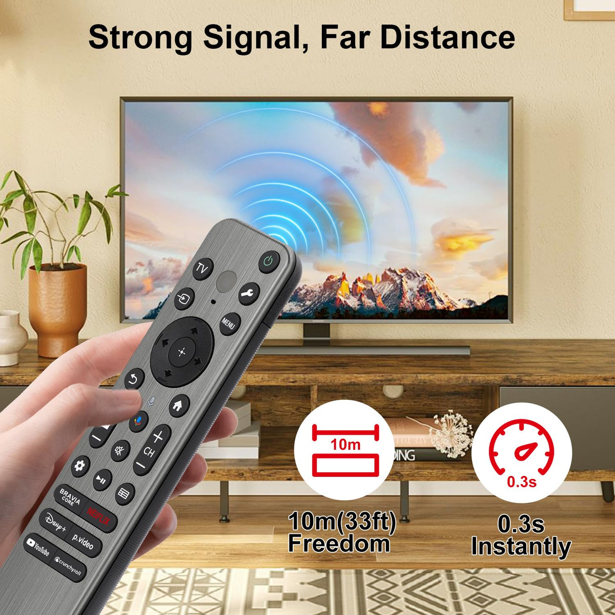 UNOCAR remote in use during TV viewing.