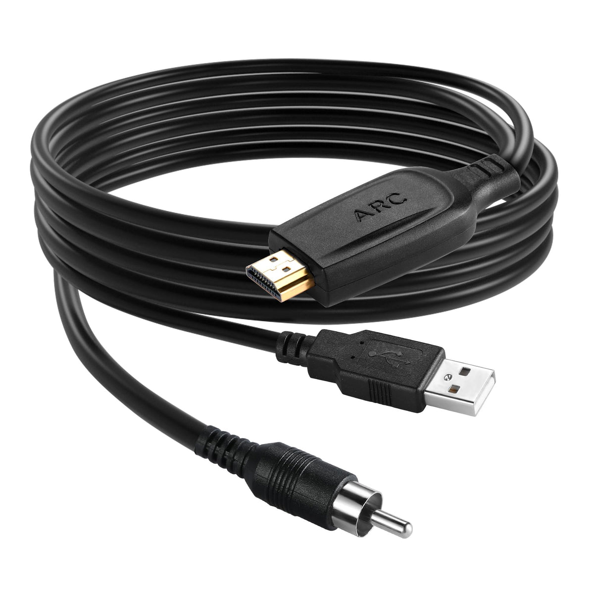 Unstincer 192KHz HDMI ARC to Coaxial converter front view showing compact design and built-in cable.