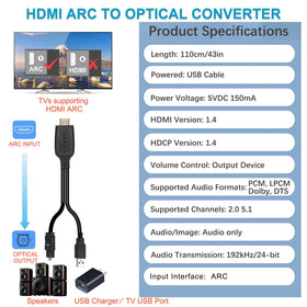 Unstincer ARC audio adapter LED indicator shows successful HDMI-ARC link.