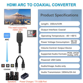 Unstincer ARC to coaxial adapter back ports for easy wiring to legacy receivers.