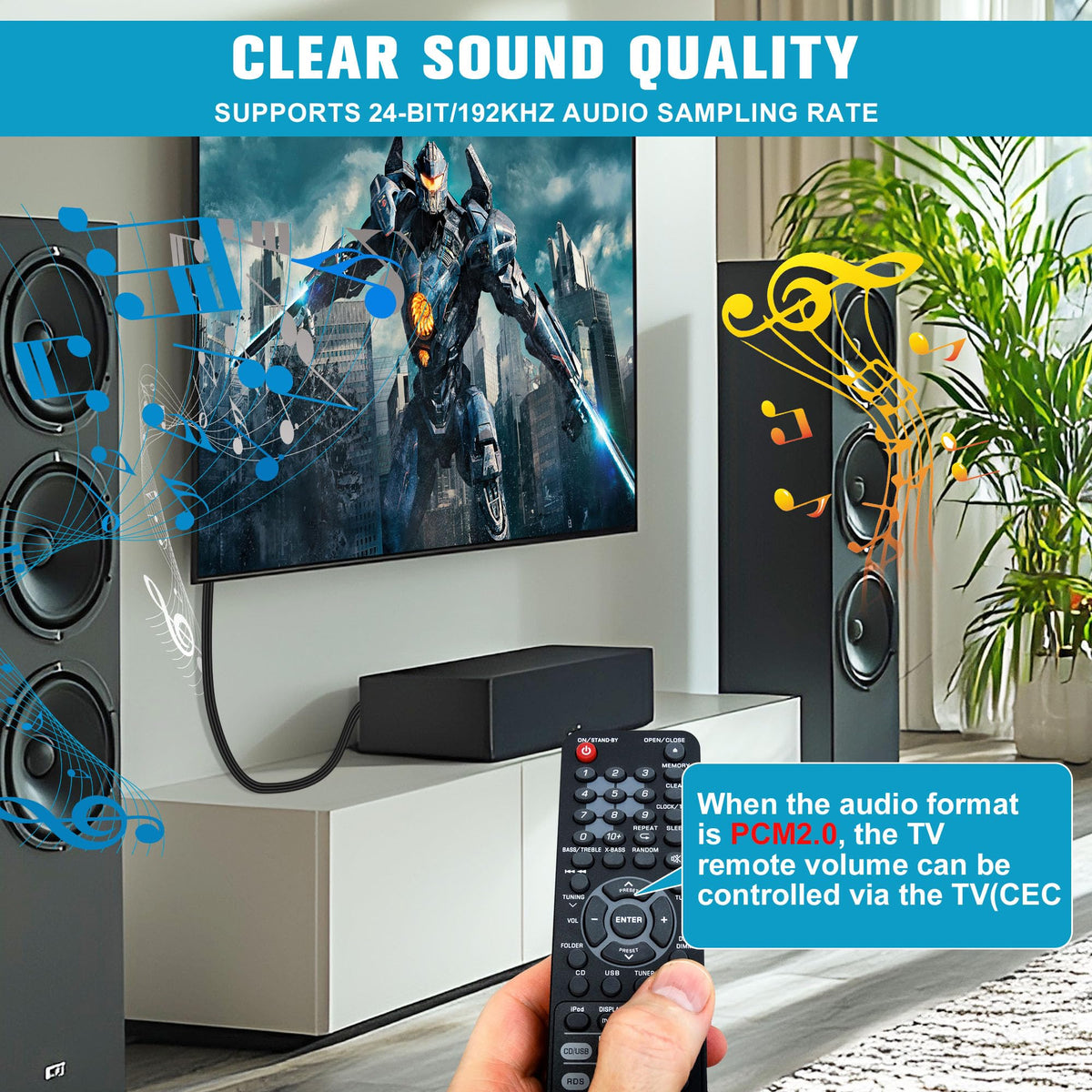 Unstincer USB power cable use powers the unit from the TV for convenience