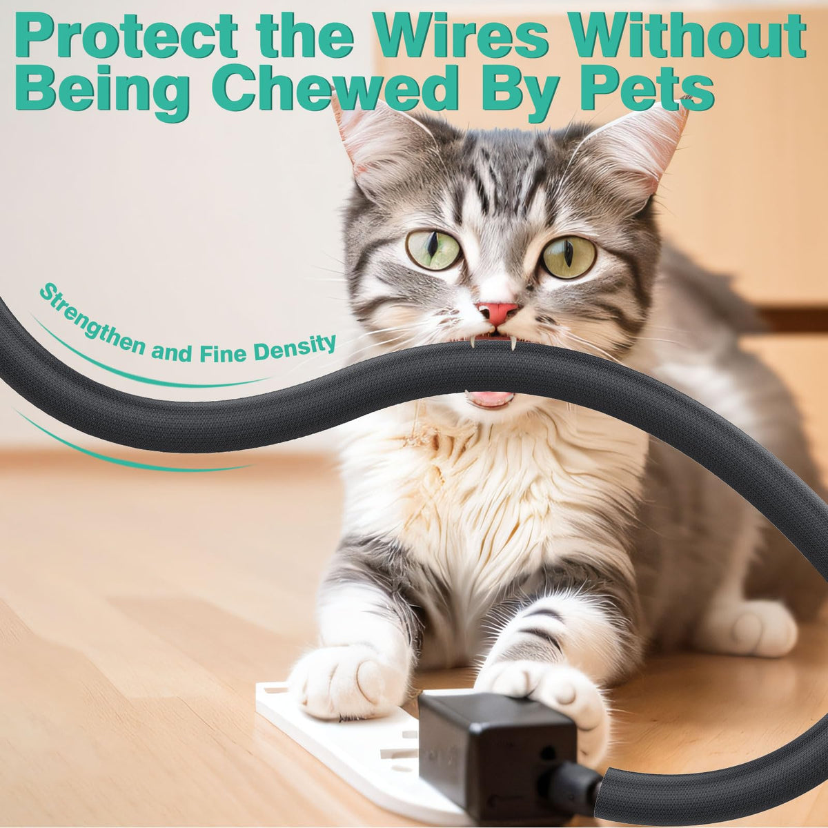 UOMTFAI cord protector uses durable PET material for long-lasting, pet-safe use.