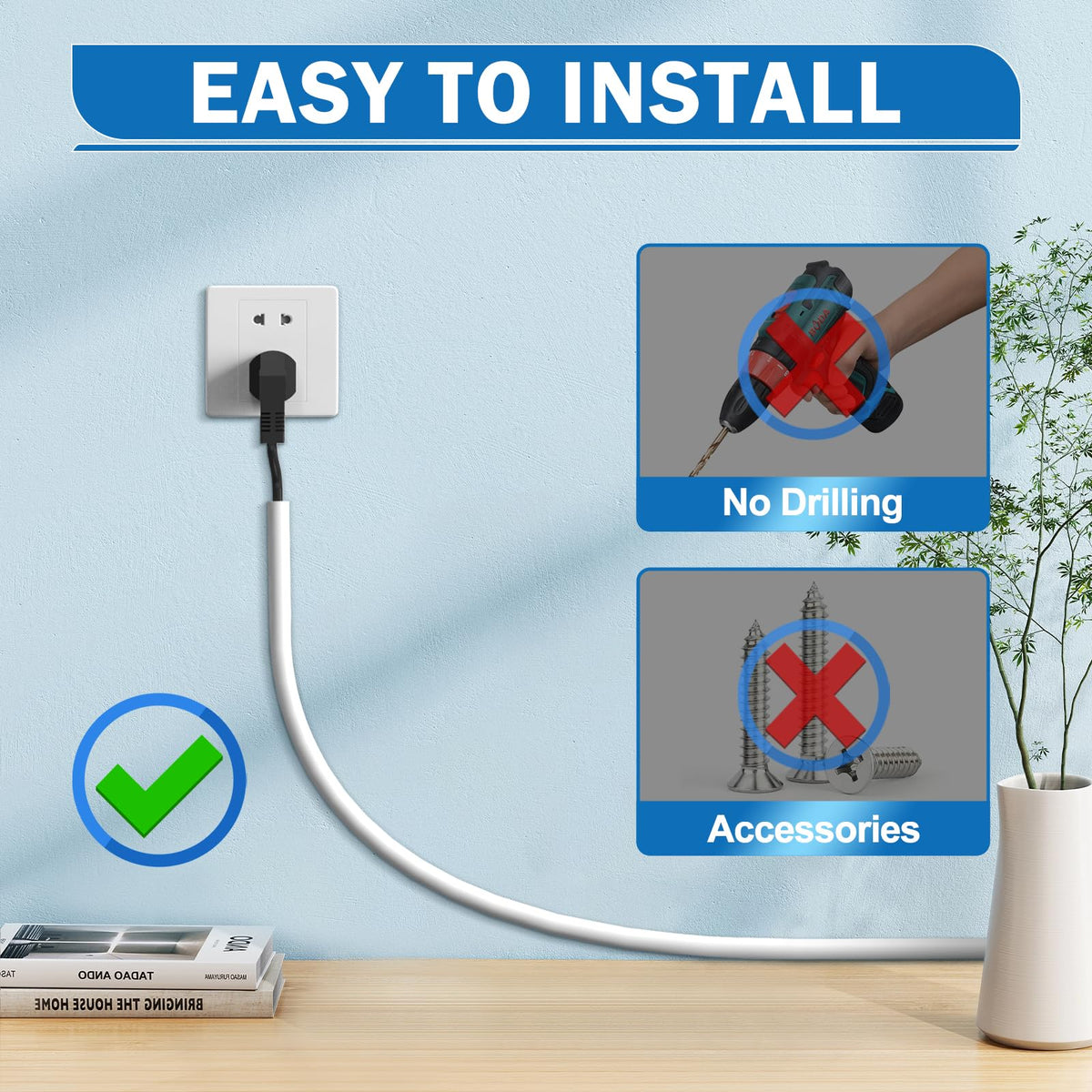 UOMTFAI cable concealer with durable PVC for long-lasting organization.