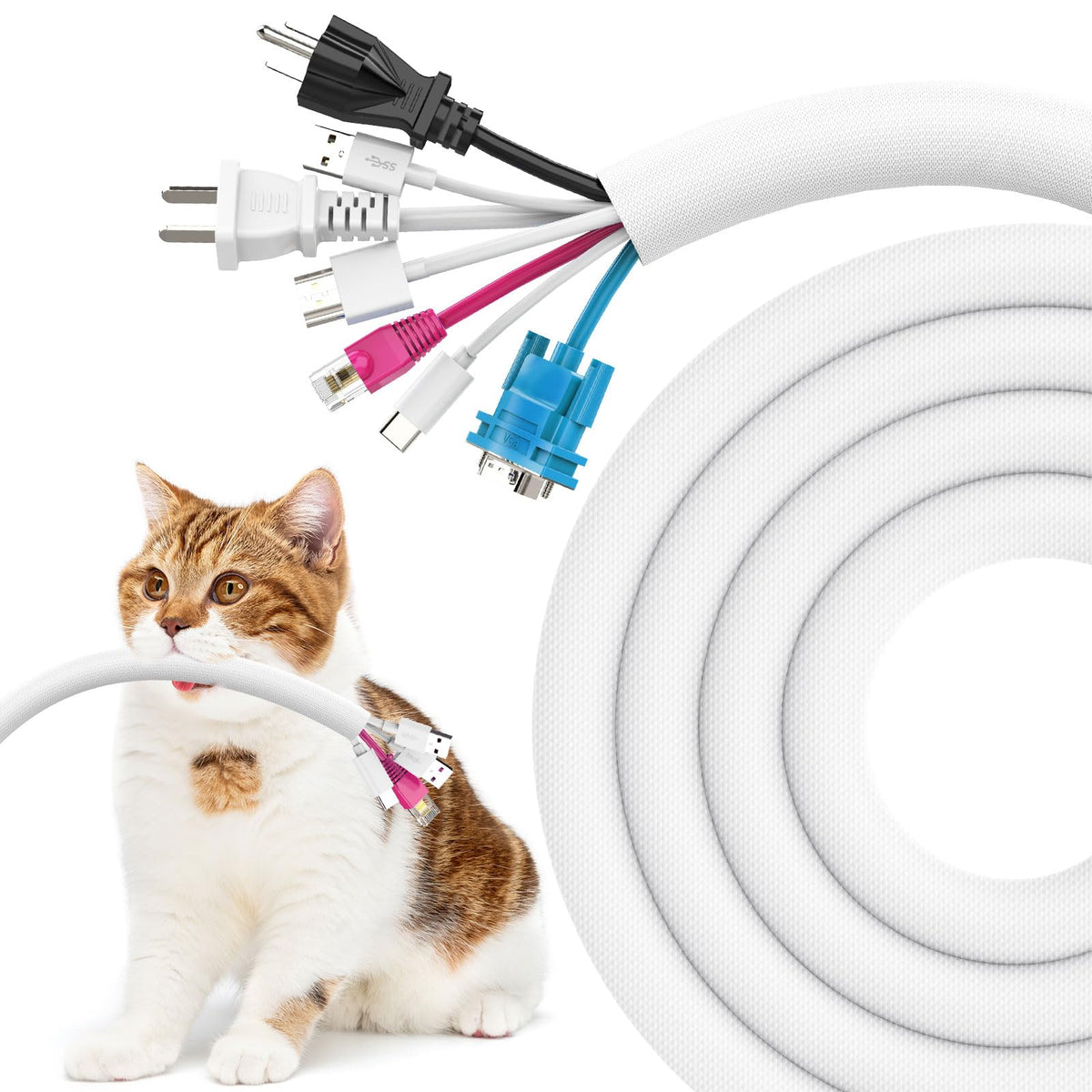 UOMTFAI dog cord protector 10ft guards cables from pets chewing